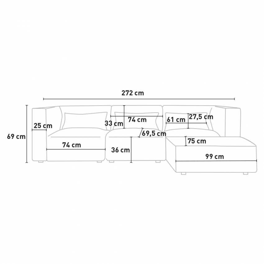 Solv Zitsbank Modulaire Modulaire Moderne Stoffen Poef