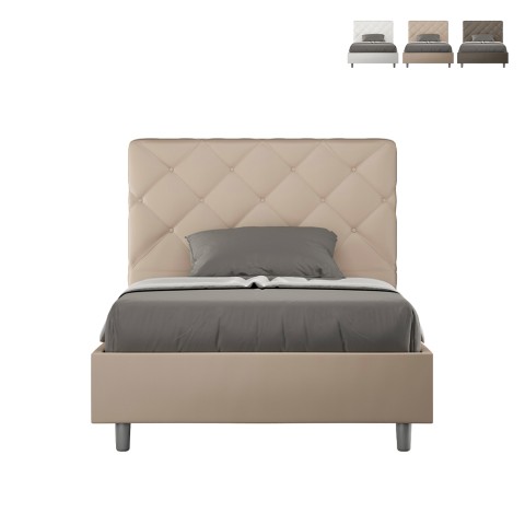 Moderne Frans gestoffeerd tweepersoonsbed 140x200 met opbergruimte Priya F Aanbieding