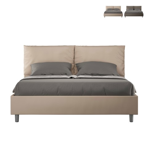 Tweepersoonsbed met opbergruimte 160x200 met gewatteerde kussens Antea M1 Aanbieding