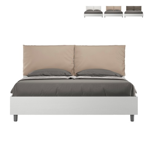 Houten tweepersoonsbed met opbergruimte 160x190cm kussens Egos Antea Aanbieding