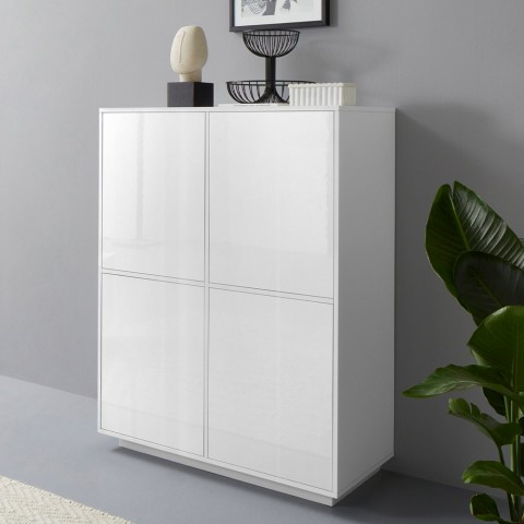 Verrijdbaar dressoir moderne keuken woonkamer wit design 100x40cm Judy
