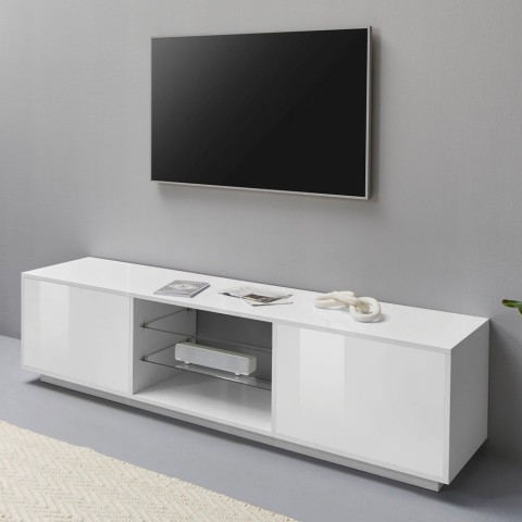 Moderne witte TV-meubel Dover 180cm voor woonkamer Aanbieding