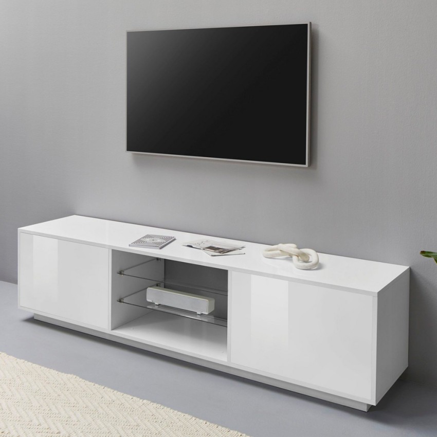 Moderne witte TV-meubel Dover 180cm voor woonkamer Aanbieding