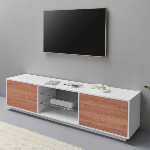 TV meubel 180cm woonkamer design wit hout Dover Wood