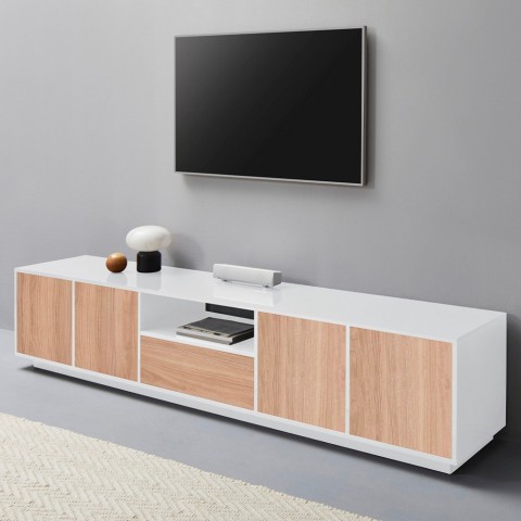 Modern design TV-meubel wit hout 220cm woonkamer Aston Wood Aanbieding