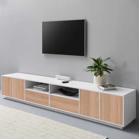 Modern design woonkamer TV meubel 260cm wit Breid Wood Aanbieding