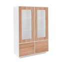 Hoge woonkamer dressoir met vitrine 100cm wit Syfe Wood Aanbod