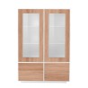 Hoge woonkamer dressoir met vitrine 100cm wit Syfe Wood Korting