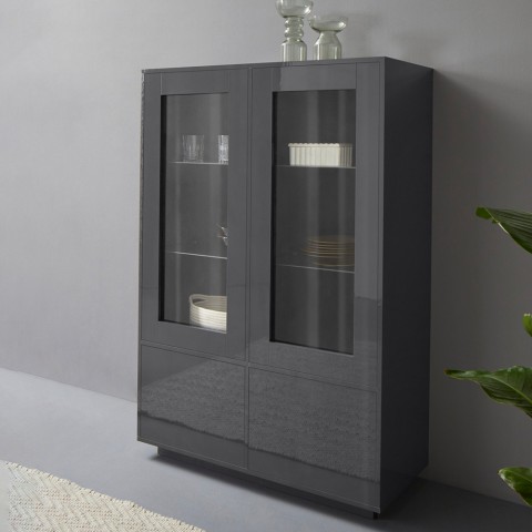 Moderne hoge vitrinekast 100cm keuken woonkamer Syfe Report Aanbieding