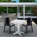 Vierkante salontafel wit 70x70 cm met stalen onderstel en 2 gekleurde stoelen Ice Patio Karakteristieken
