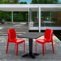 Vierkante salontafel zwart 70x70 cm met stalen onderstel en 2 gekleurde stoelen Ice Aia Karakteristieken