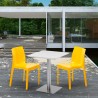 Vierkante salontafel wit 60x60 cm en 2 gekleurde stoelen Ice Hazelnut Karakteristieken