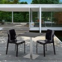 Vierkante tafel 60x60 cm stalen onderstel en zwart blad met 2 gekleurde stoelen Ice Pistachio Karakteristieken