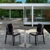 Vierkante tafel 60x60 cm stalen onderstel en zwart blad met 2 gekleurde stoelen Ice Pistachio Karakteristieken