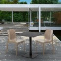 Vierkante tafel 70x70 cm Stalen onderstel en zwart top met 2 gekleurde stoelen Ice Kiwi Karakteristieken