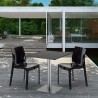 Vierkante tafel 70x70 cm Stalen onderstel en zwart top met 2 gekleurde stoelen Ice Rum Raisin Karakteristieken