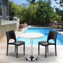 Ronde salontafel Wit 70x70 cm met stalen onderstel en 2 gekleurde stoelen Paris Long Island Keuze