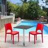 Vierkante tafel 60x60 cm met 2 gekleurde stoelen Paris Pistachio Keuze