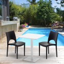 Vierkante salontafel wit 60x60 cm met stalen onderstel en 2 gekleurde stoelen Paris Lemon Voorraad