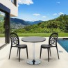 Rechthoekige salontafel zwart 70x70 cm met stalen onderstel en 2 gekleurde stoelen Wedding Cosmopolitan Model