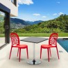 Vierkante salontafel zwart 70x70 cm en 2 gekleurde stoelen Wedding Mojito Model
