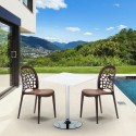 Vierkante salontafel wit 70x70 cm en 2 gekleurde stoelen Wedding Cocktail Model