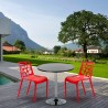 Ronde salontafel zwart 70x70 cm en 2 gekleurde stoelen Gelateria Cosmopolitan Keuze