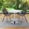 Vierkante salontafel wit 70x70 cm en 2 gekleurde stoelen Nordica Cocktail Keuze