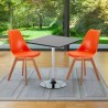 Vierkante salontafel zwart 70x70 cm met stalen onderstel en 2 gekleurde stoelen Nordica Mojito Keuze
