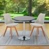 Ronde salontafel zwart 70x70 cm met stalen onderstel en 2 gekleurde stoelen Nordica Cosmopolitan Keuze