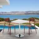 Vierkante salontafel wit 70x70 cm en 2 gekleurde stoelen Parisienne Cocktail Voorraad