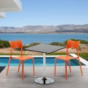 Vierkante salontafel zwart 70x70 cm en 2 gekleurde stoelen Parisienne Mojito Voorraad