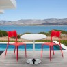 Ronde salontafel wit 70x70 cm en 2 gekleurde stoelen Parisienne Long Island Voorraad