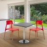 Vierkante salontafel zwart 70x70 cm en 2 gekleurde stoelen Barcellona Mojito Catalogus