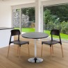 Ronde salontafel zwart 70x70 cm met stalen onderstel en 2 gekleurde stoelen Barcellona Cosmopolitan Catalogus