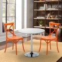 Ronde salontafel wit 70x70 cm en 2 gekleurde stoelen Vintage Long Island Catalogus