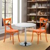 Ronde salontafel wit 70x70 cm en 2 gekleurde stoelen Vintage Long Island Catalogus