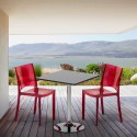 Vierkante salontafel zwart 70x70 cm met stalen onderstel en 2 transparante stoelen B-Side Phantom Kortingen
