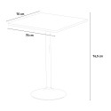 Vierkante salontafel wit 70x70 cm met stalen onderstel en 2 transparante stoelen Cristal Light Titanium 