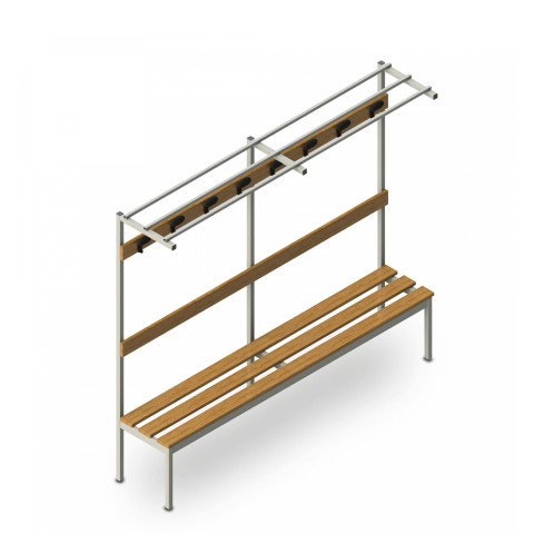 Kleedkamerbank met haken Upper L 200x39x184cm Aanbieding