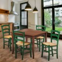 Set 4 stoelen met vierkante tafel voor keukenbar 80x80 hout Rusty Keuze