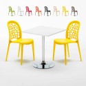 Vierkante salontafel wit 70x70 cm en 2 gekleurde stoelen Wedding Cocktail Kortingen