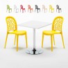 Vierkante salontafel wit 70x70 cm en 2 gekleurde stoelen Wedding Cocktail Kortingen