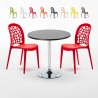 Rechthoekige salontafel zwart 70x70 cm met stalen onderstel en 2 gekleurde stoelen Wedding Cosmopolitan Keuze
