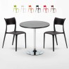 Ronde salontafel zwart 70x70 cm en 2 gekleurde stoelen Parisienne Cosmopolitan Kortingen