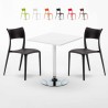 Vierkante salontafel wit 70x70 cm en 2 gekleurde stoelen Parisienne Cocktail Kortingen