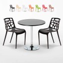 Ronde salontafel zwart 70x70 cm en 2 gekleurde stoelen Gelateria Cosmopolitan Kortingen