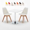 Vierkante salontafel wit 70x70 cm en 2 gekleurde stoelen Nordica Cocktail Aanbod