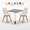 Vierkante salontafel zwart 70x70 cm met stalen onderstel en 2 gekleurde stoelen Nordica Mojito Aanbod