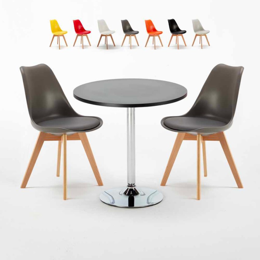 Ronde salontafel zwart 70x70 cm en 2 gekleurde stoelen Nordica Cosmopolitan Kortingen Ronde salontafel zwart 70x70 cm en 2 gekleurde stoelen Nordica Cosmopolitan Kortingen
